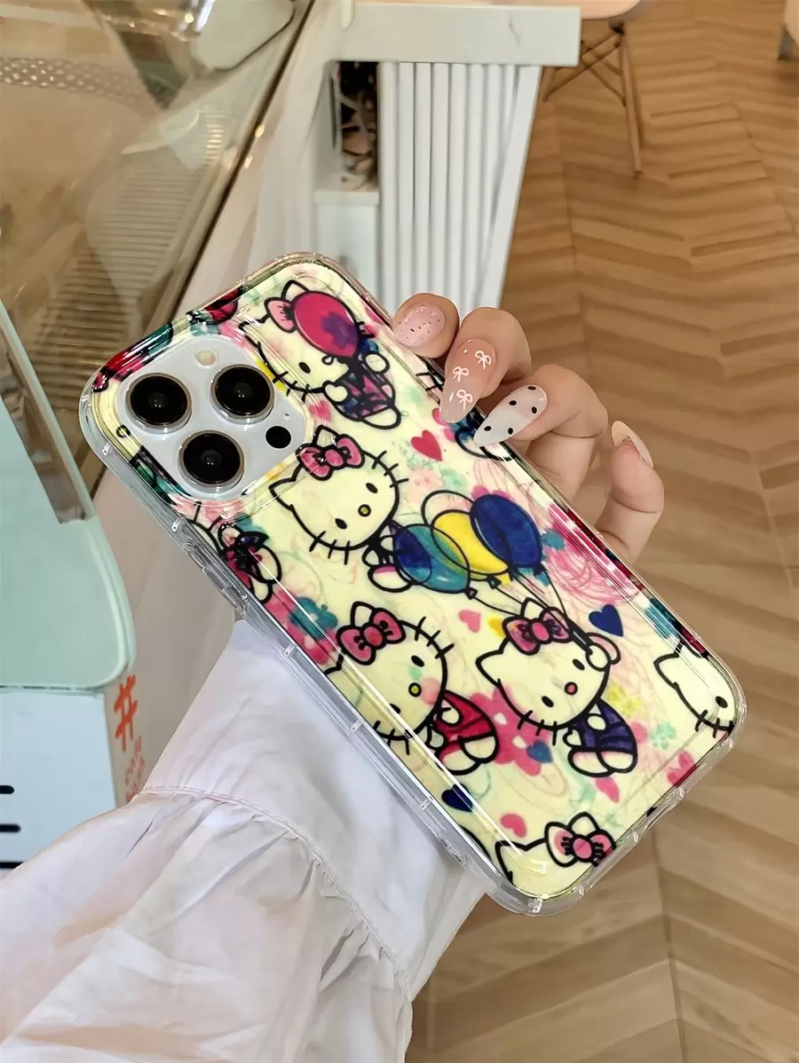 Sanrio 1 pieza Funda de teléfono transparente de TPU con diseño de Hello Kitty lindo de Sanrio, pintado con UV, antideslizante y a prueba de caídas, compatible con iPhone 16/16Plus/16Pro/16Promax, iPhone 15/15Plus/15Pro/15Promax, iPhone 14/14Plus/14Pro/14Pro Max, iPhone 13/13Pro/13Pro Max, iPhone 12/12Pro/12Pro Max, iPhone 11/11Pro Max, iPhone X/XS/XR/XS Max