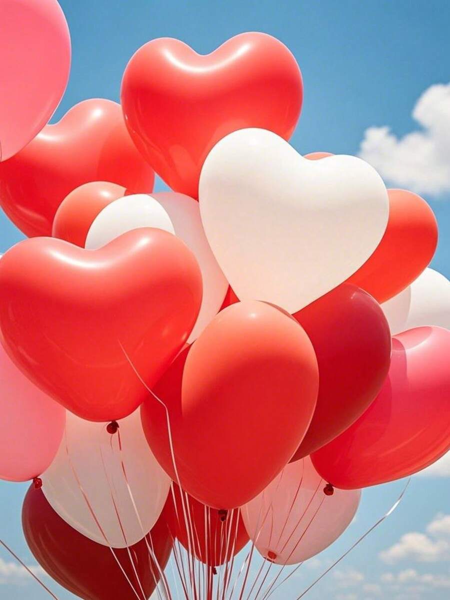 10/30pcs Red & White Heart Shaped Balloons Set For Weddings | 10 Inch Romantic Love Balloons, Valentine's Day, Anniversary Party Decor | Premium Latex With Double-Sided Design (Wedding Season Collection)