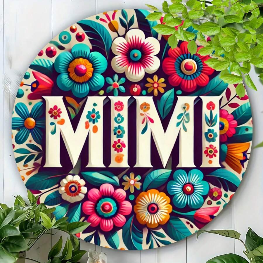 1pc herbruikbaar bloemenbord 8x8 inch ronde aluminium wandkunst voor thuis, keuken, restaurant, slaapkamer, tuin, badkamer, garage, hotel, kantoor, bar - eenvoudig op te hangen