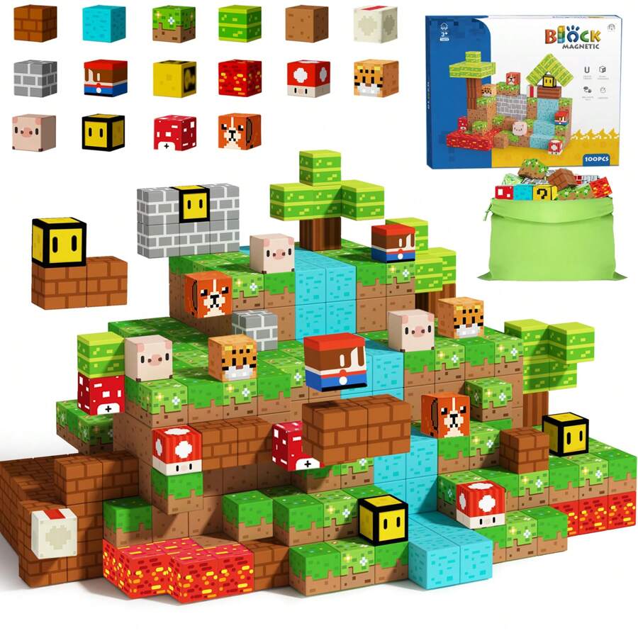 ODAPTO Bloques magnéticos para niños, juguetes de construcción con imanes, regalo actualizado de STEM y sensorial para cumpleaños, Pascua, juegos de regalo de 3 4 5 6 7 8 9 10 años para niños y niñas, juguetes de bloques de construcción