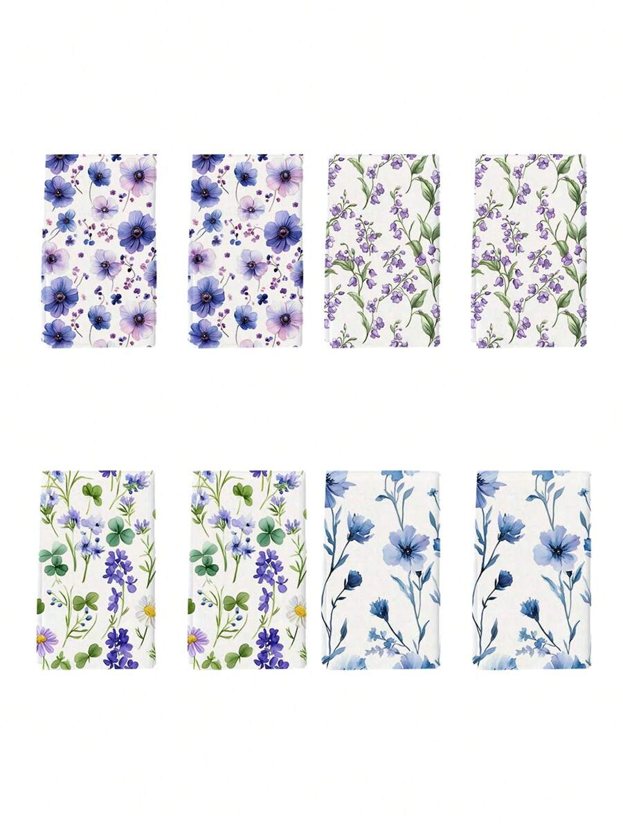 2pcs Set Watercolor Floral Pattern Kitchen Towels, Soft Absorbent Hand Towels For Kitchen, Dining Table, Bathroom, Home Use