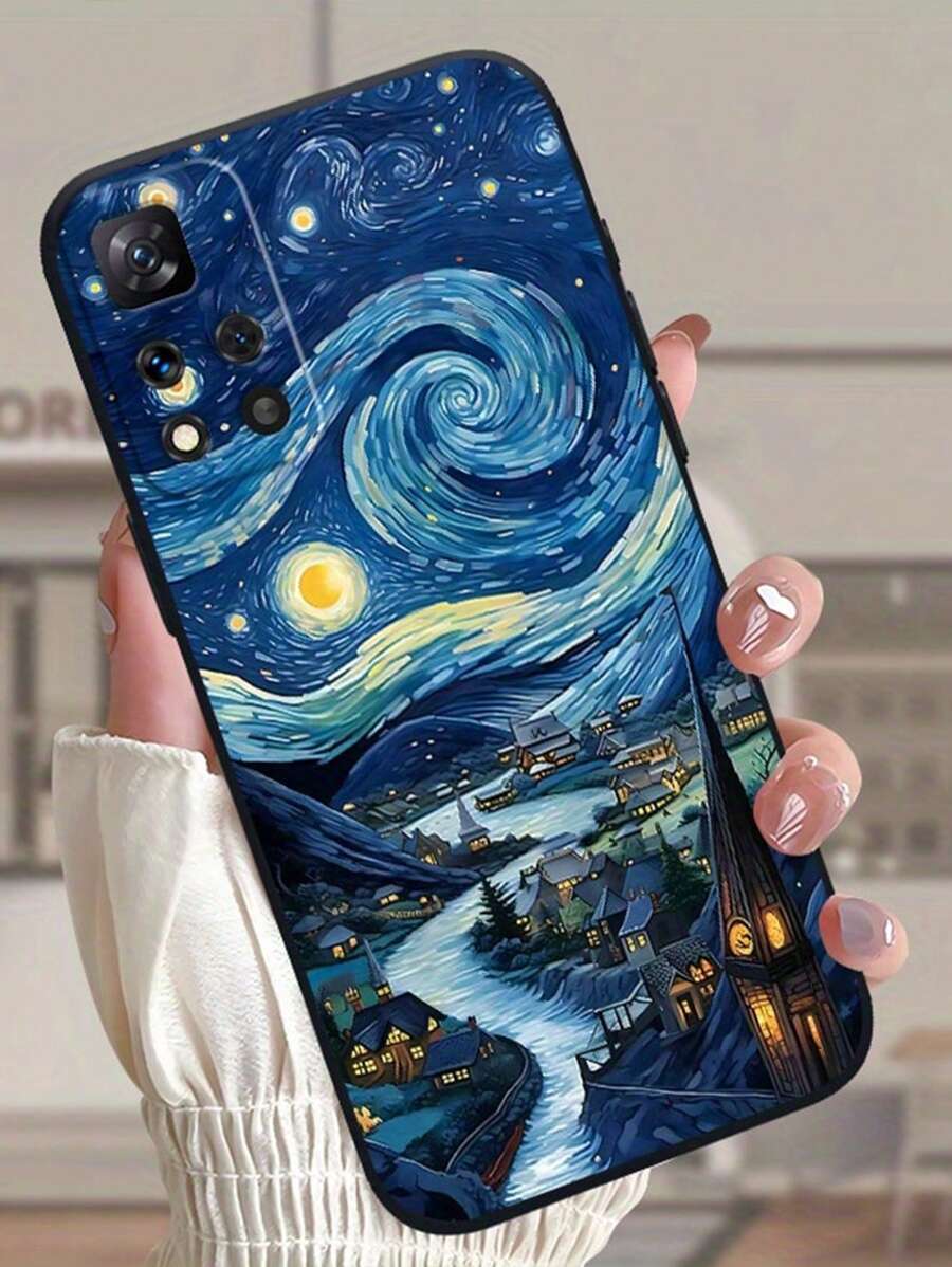 Perforowana krawędź Van Gogh Starry Sky Malowane etui na telefon odporne na wstrząsy do P14 Pro Max, 3D Cartoon P13, P11 Malowane P12 Odporne na wstrząsy XR, 7 8 GES2, XS Phones