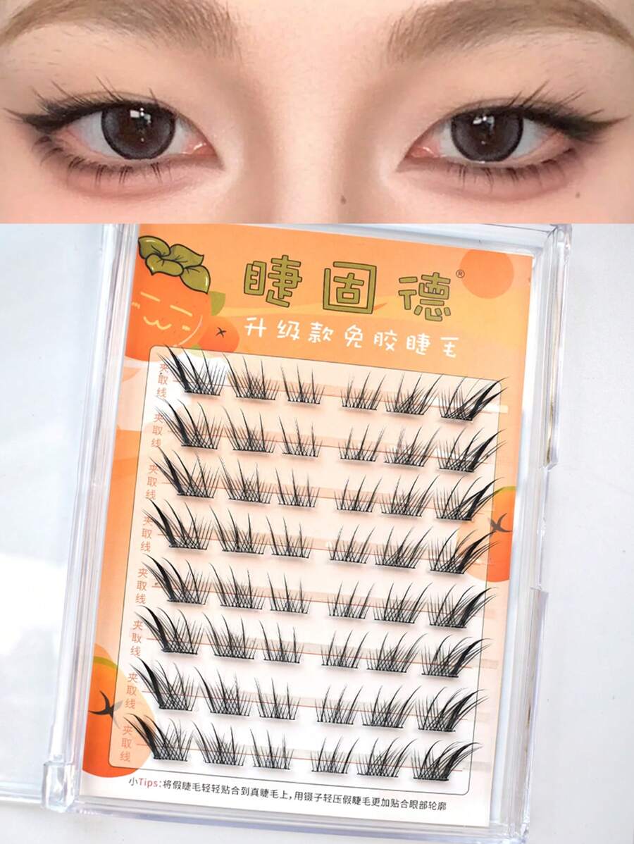 48 Stücke/Box Suda Tagebuch erweitertes Wimpernband ohne Kleber, Fuchsaugen Wimpern