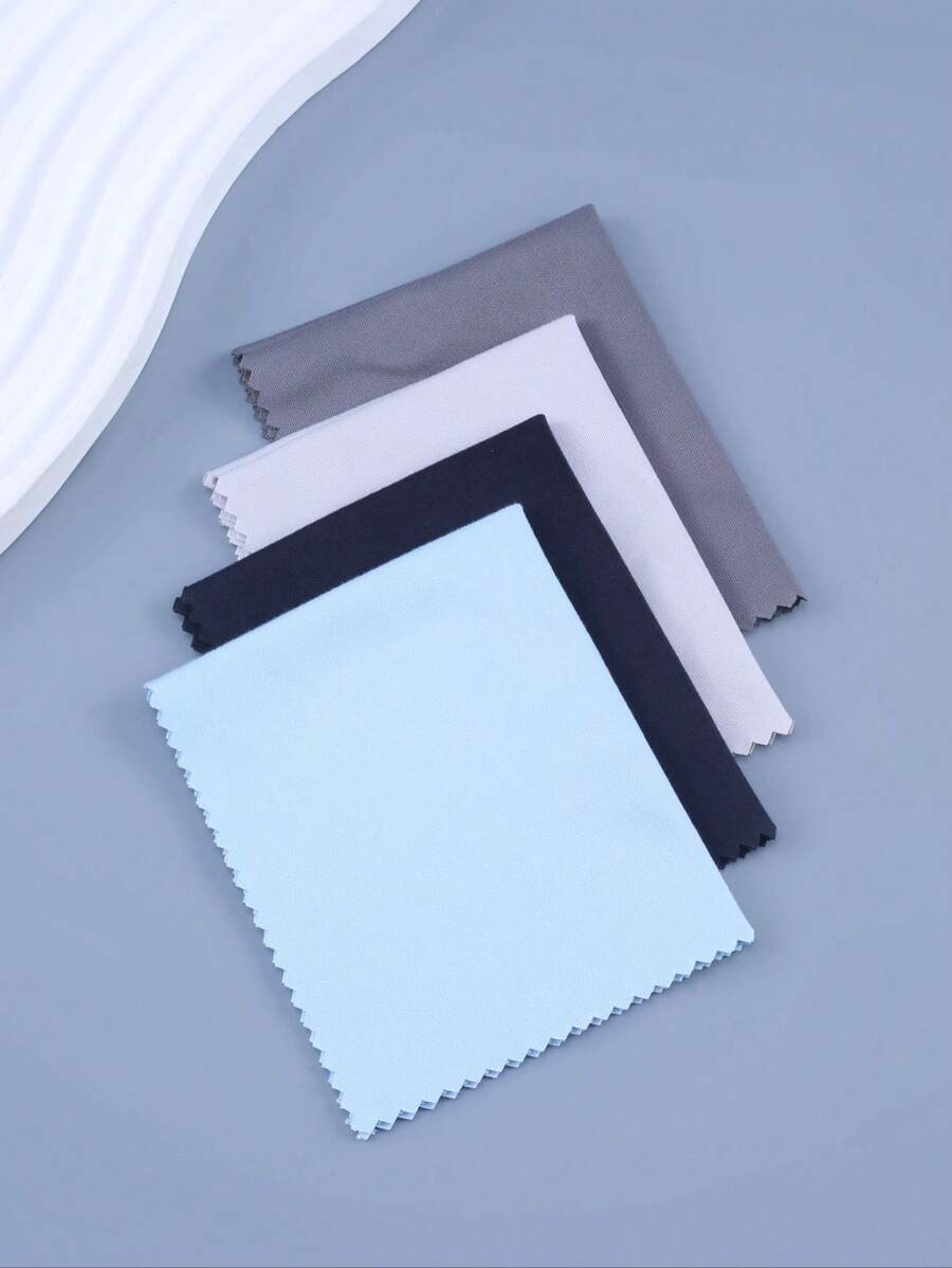4pcs/Set Solid Color Portable Practical Multifunctional Eyeglasses Cleaning Cloth