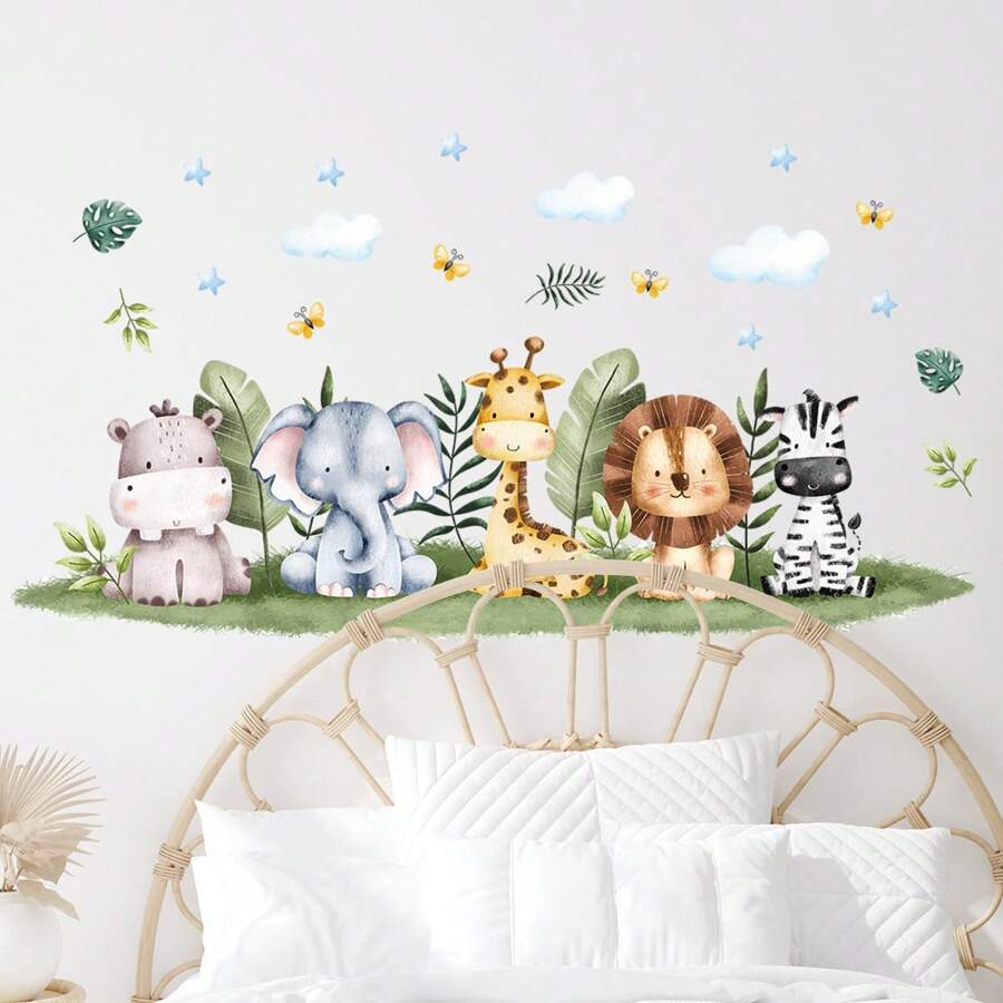 1 pièce Autocollants muraux girafe, autocollants muraux d'animaux de bande dessinée mignons, art mural de chambre de bébé, autocollants décoratifs de jardin d'enfants