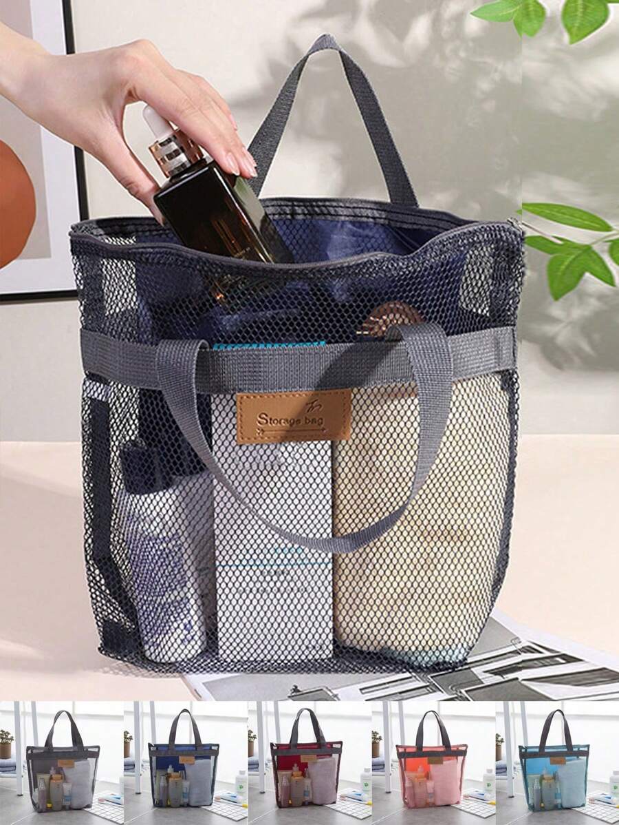 Shower Caddy Portable - Mesh Shower Caddy Bag Clear Bag, Wash Bag Toiletries Bag Basket Tote Tote Bag Durable Clear Bag, Wash Bag Toiletries Bag, Cosmetic Bag, For College Dorm Room Bathroom Gym Camp Quick Dry Shower Bags For Women Men With Hoo Graduation