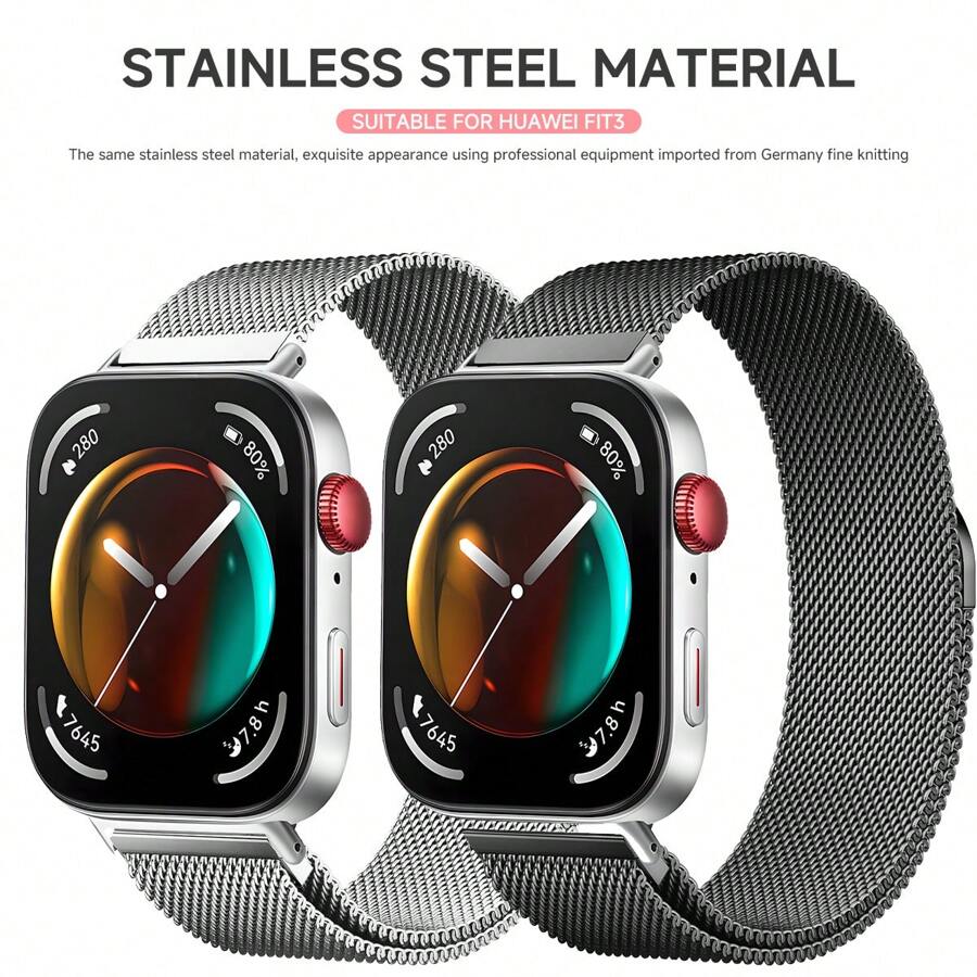 1 PIEZA Correa de bucle milanes compatible con Huawei Watch FIT 3, correa magnética de acero inoxidable compatible con accesorios de reloj inteligente Fit3