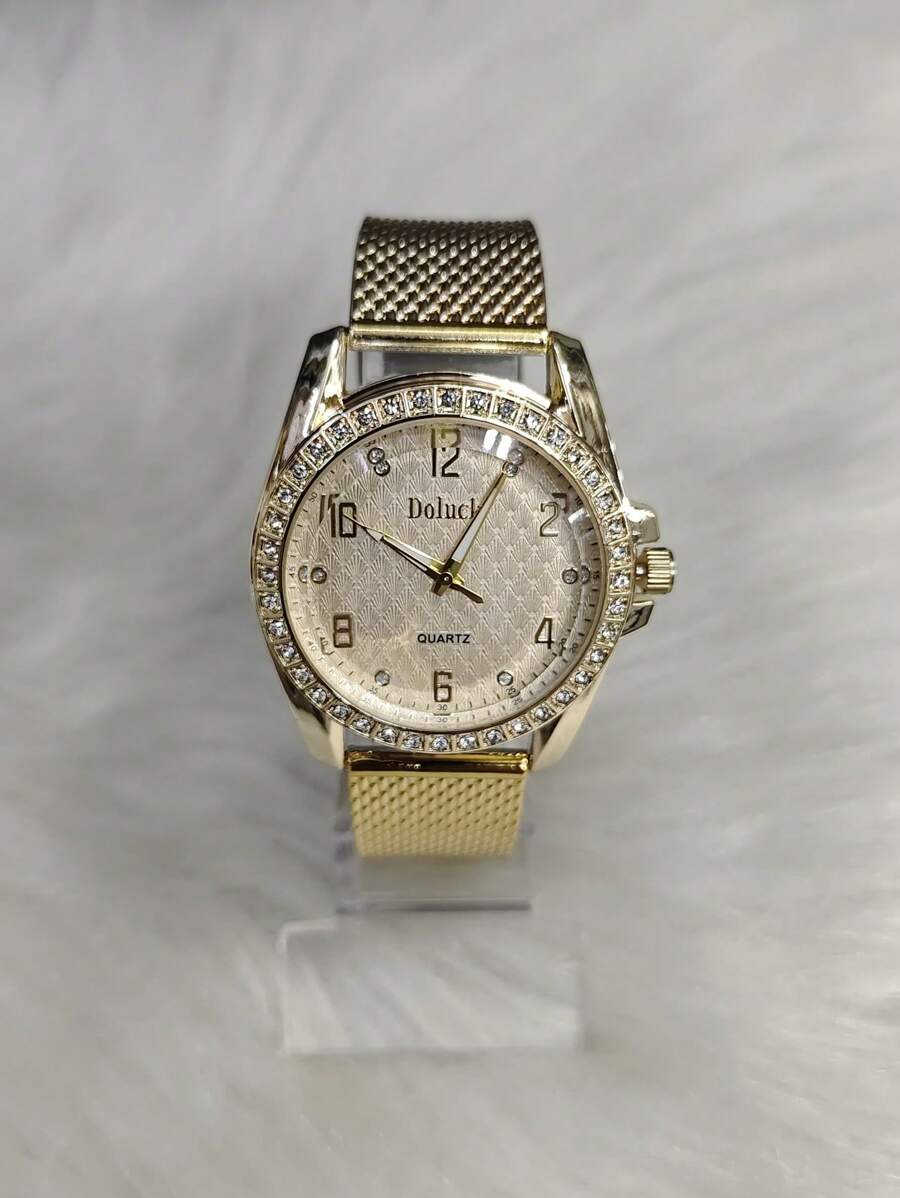 Relogio Feminino Dourado De Quartzo De Resina