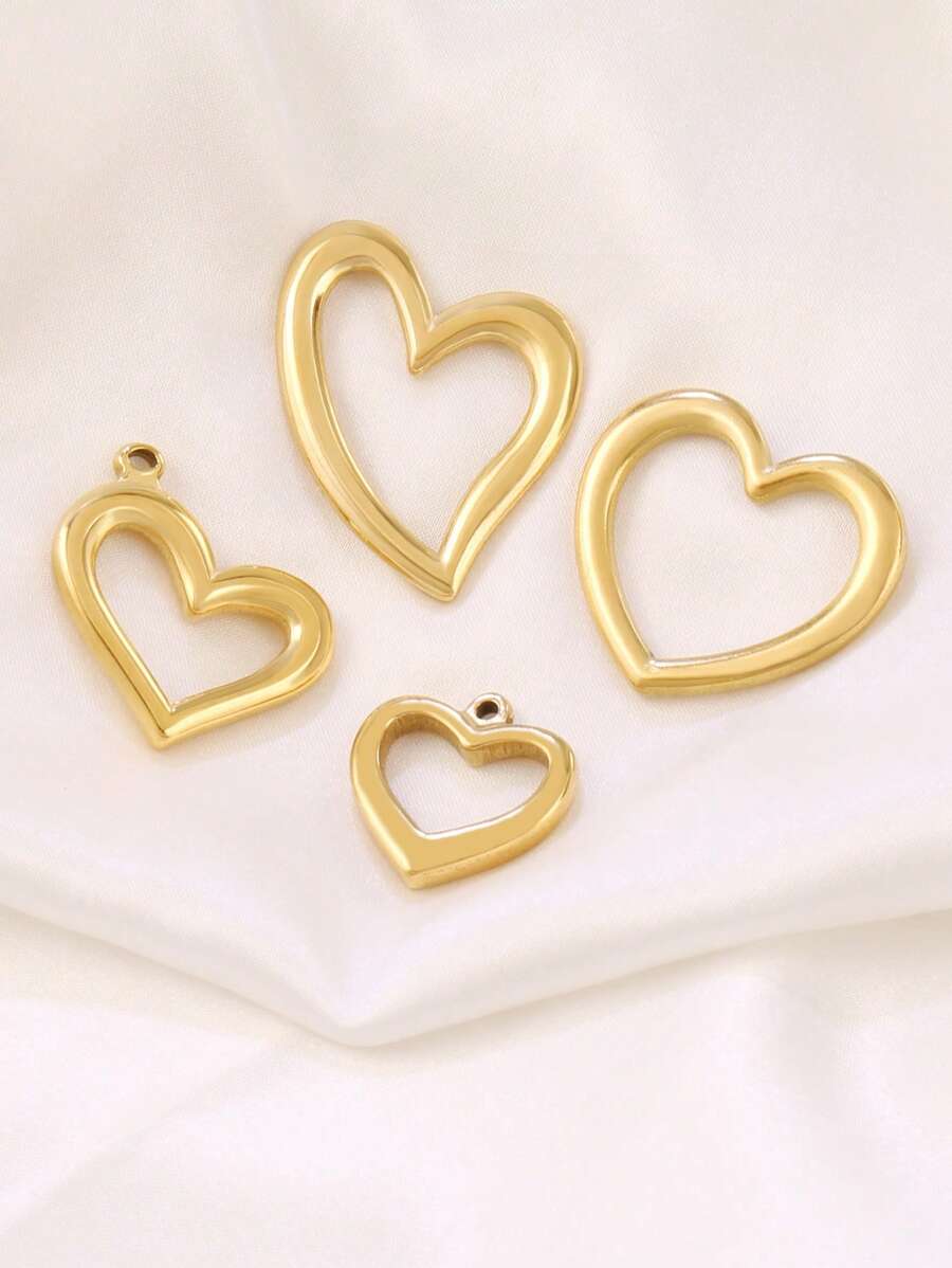3pcs Stainless Steel Big Heart Pendant Findings High Quality 18K Gold Plated Heart Charms For DIY Jewelry Making Supplies Accessories