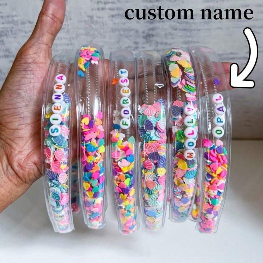 1 Stück personalisierte Stirnbänder, individuelle Stirnbänder, niedliche Stirnbänder, glitzernde Stirnbänder, Regenbogen-Stirnbänder, Mädchen Stirnbänder, Kleinkind Stirnbänder, einzigartige Stirnbänder/Haarklammern
