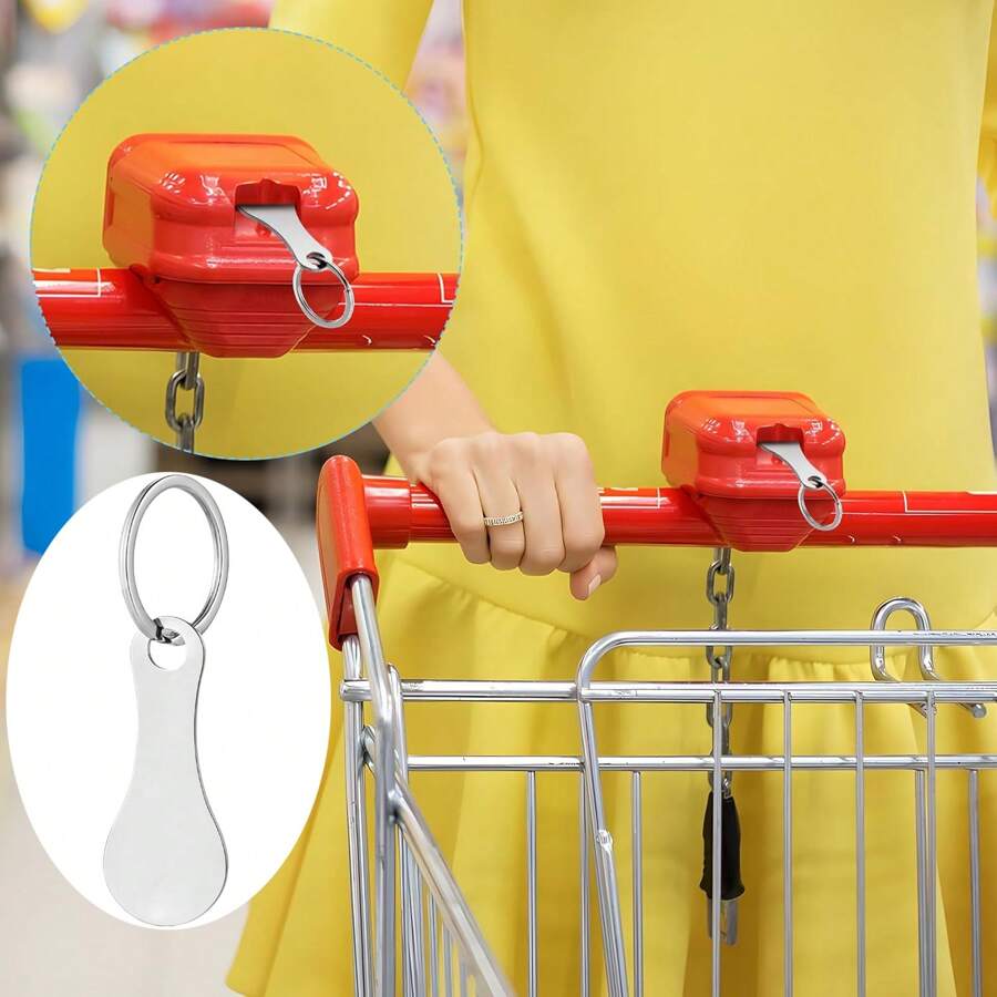 5/3 pièces Porte-clés jeton de chariot de courses en métal | Outil de pièce de chariot de supermarché résistant à la rouille | Porte-pièce portable pour scénarios de courses gratuites avec pièce de supermarché et autres