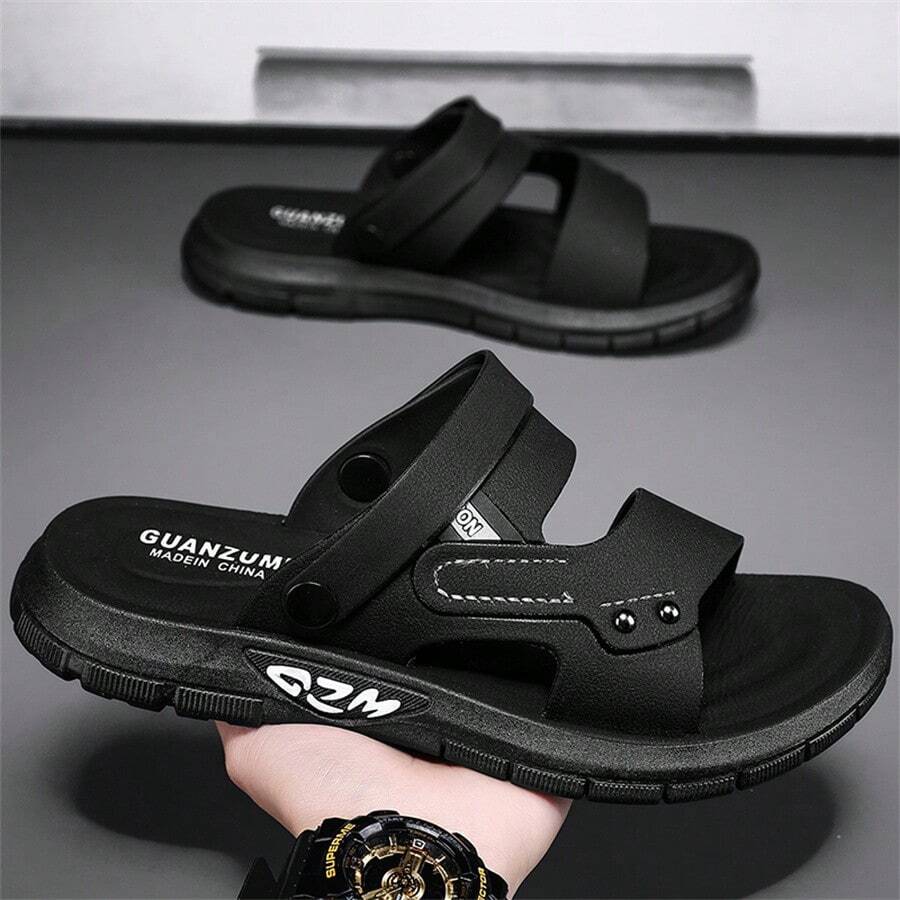 Men's Rubber Sandals, Summer Flip Flops, Beach Dual-Use With Thick Sole, Non-Slip Open Toe And Breathable