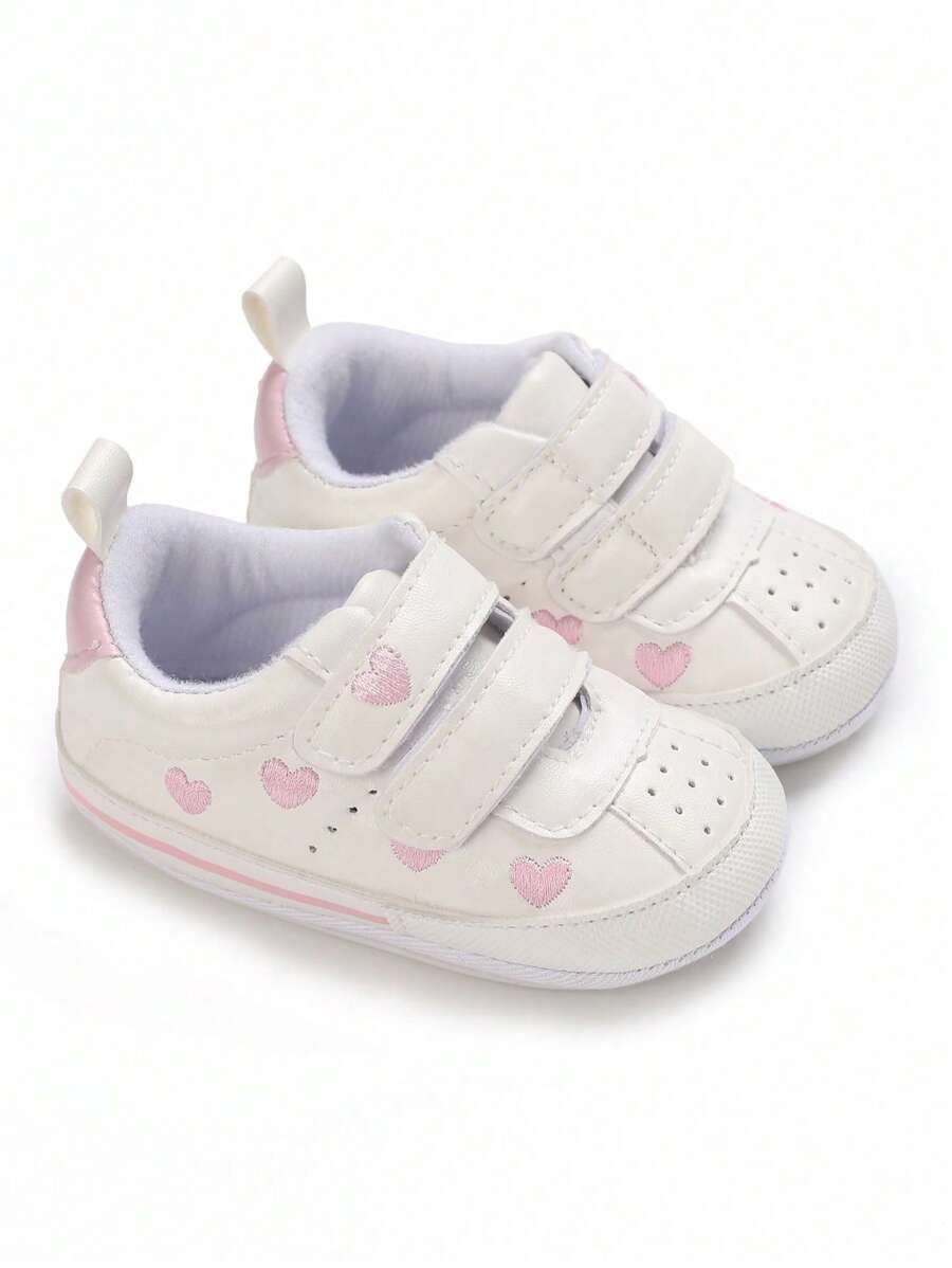 Newborn Infant Girl Heart Shaped Soft Rubber Sole Pre-Walker Sneakers