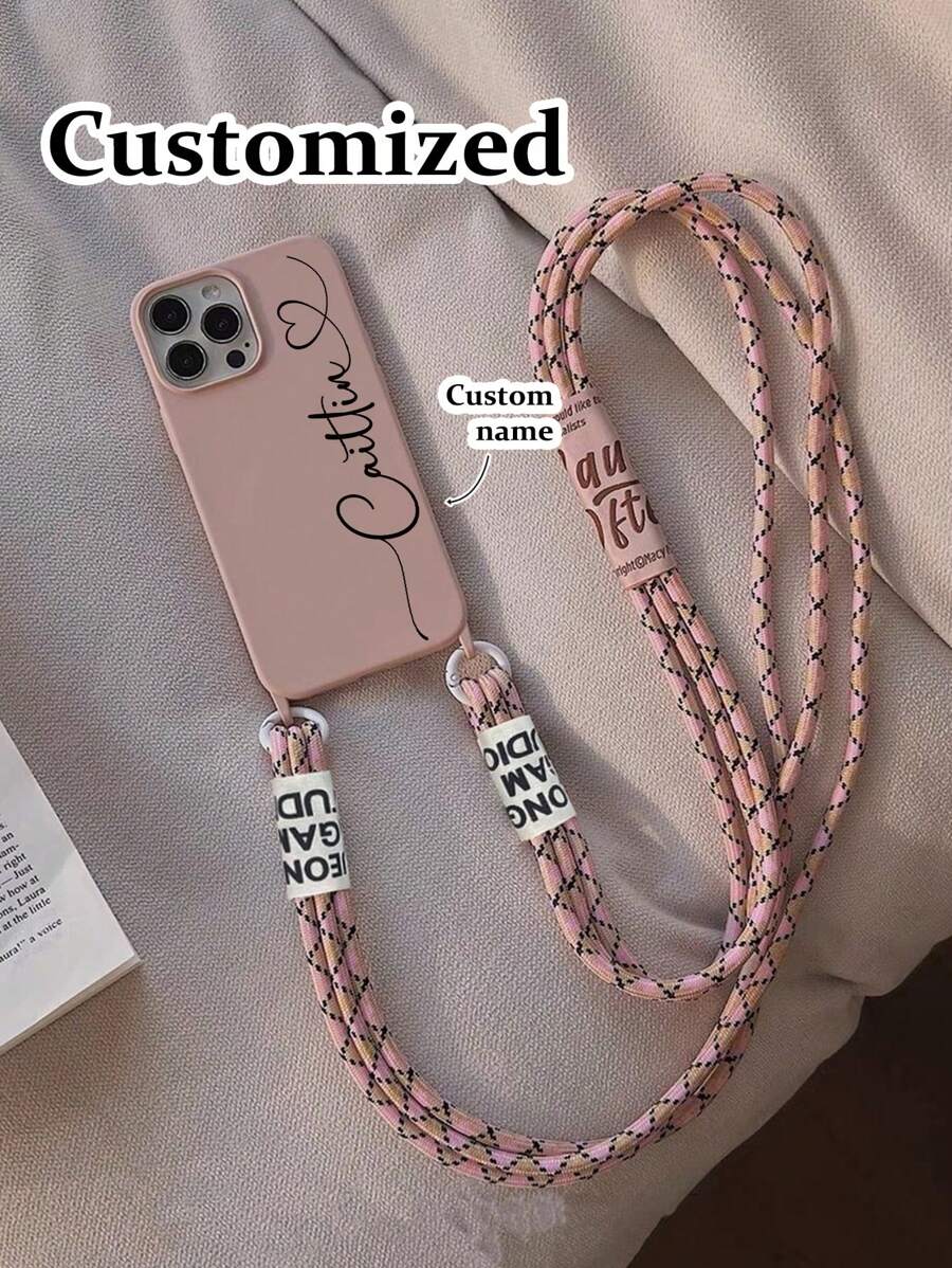 Custom Letter Painted Lanyard/Strap Protective Phone Case, Bicolor Crossbody High-End Design, Compatible With IPhone 16/16Pro/16ProMax/16Plus/14ProMax With Detachable Strap, Compatible With IPhone 15ProMax/13ProMax/14/7P/12ProMax, Soft Silicone, Beige 11 Backpack Style Adjustable Strap Phone Case,Clear,Stylish,Colorful,Vintage,Cute,Contracted,Funny,Custom,Personalized,Unique,Customized,Ideal Gifts For Him,Ideal Gifts For Her,Boyfriend,Girlfriend,Family,Friends,Grandparents,Couple,For Anniversaries,For Birthdays,Iphone Cases
