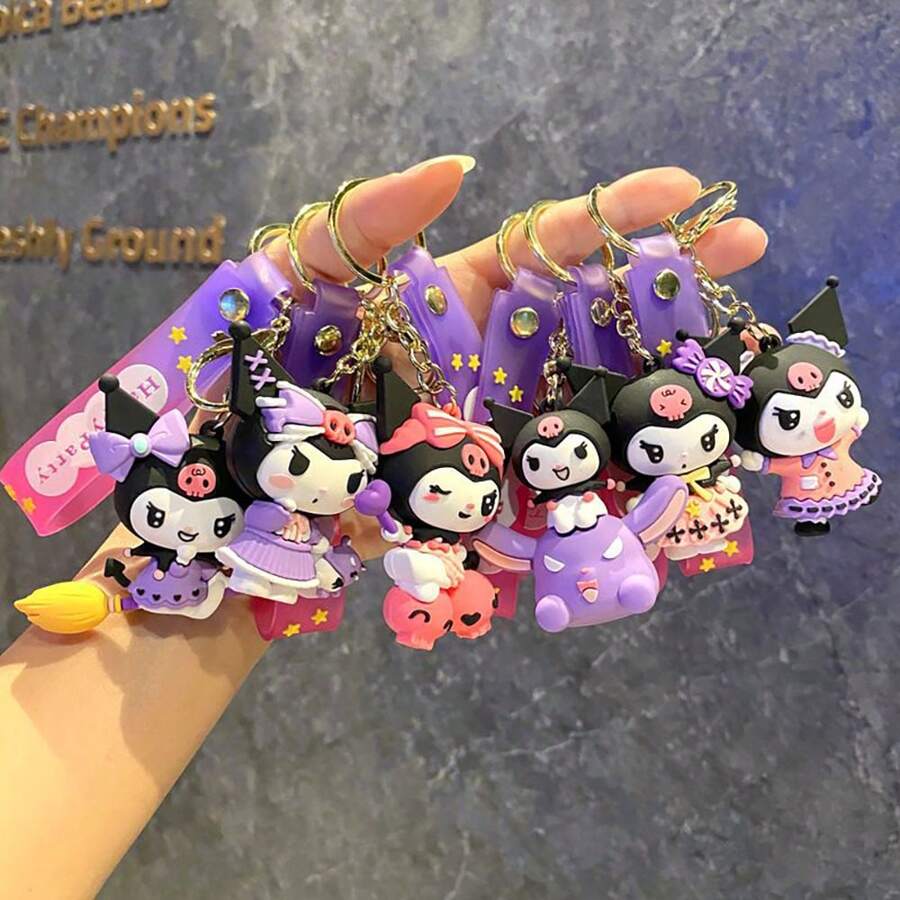 Sanrio Sanrio 1pc Kuromi Series Keychain Cute Anime Doll Key Chain Ring Bag Backpack Charm Car Key Pendant Women Daily Use Gift,Kuromi,Kuromi Stuff,Kuromi Keychain