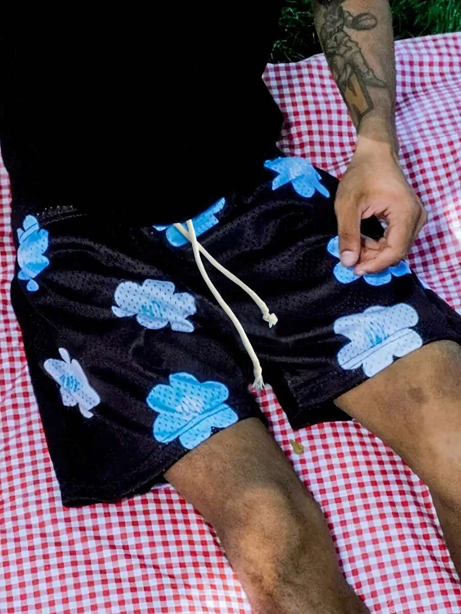 Men's Fashionable Breathable And Cooling Floral Print Beach Shorts For Summer