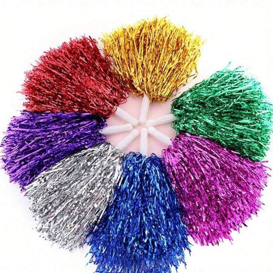 1/2pcs Cheerleading Team Holding Fluffy Ball Ribbon,Dance Performance Props, Square Dance Games Props, For Football, Basketball, Football And Sports Performances, Team Sports, Dance And Cheer Cheer Props