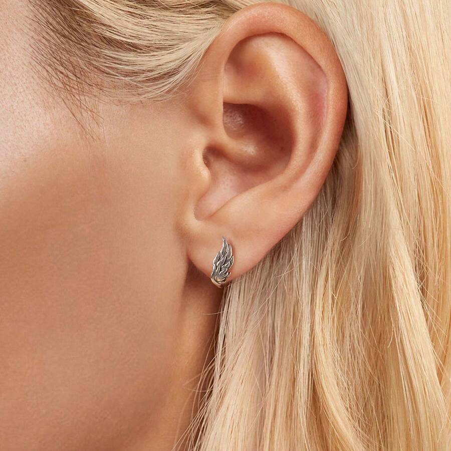 1 PAAR 925 Sterling Zilveren Vleugels Creolen Voor Vrouwen Mannen Hypoallergene Oorbellen Fijne Sieraden Origineel Cadeau