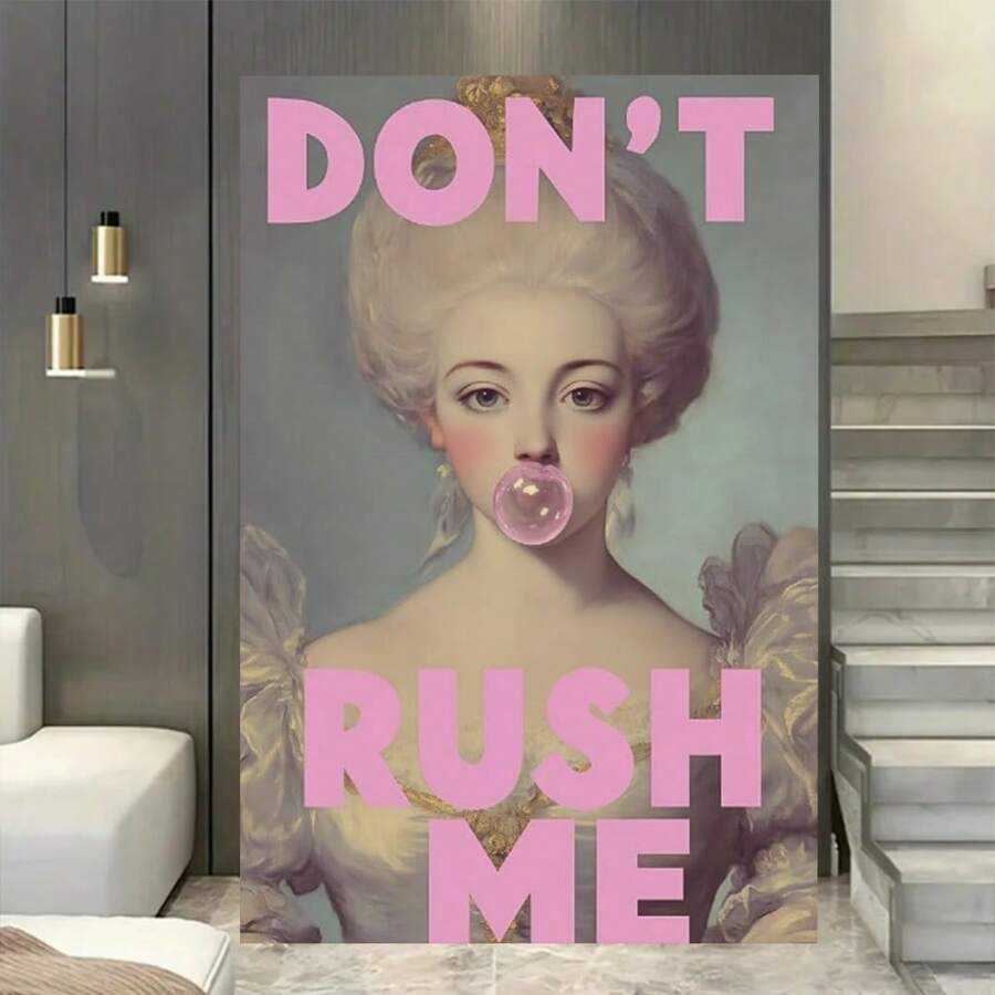 Framed Vintage Don't Rush Me Posters,Pink Bubble Gum Wall Art,Sexy Girl Little Women Poster For Girly Bedroom Decor,Wall Decor Aesthetic For Apartment,Creative Home Decoration, High Quality Decorative Posters, Dormitory, Gym, Bar, Cafe, Arcade, Room Living Room Wall Decoration Painting, Perfect Gift