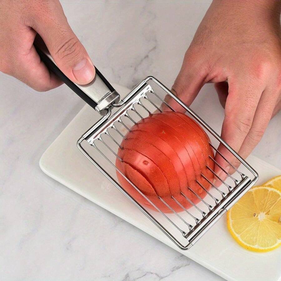 Stainless Steel Tomato Slicer - Manual Vegetable & Fruit Cutter, Egg Slicer, Kitchen Tool For Perfect Slicing And Dicing, Ideal For Salad, Sandwich And Breakfast Preparation, Manual Slicer | Modern Kitchen Gadget | Construction, Vegetable Cutter