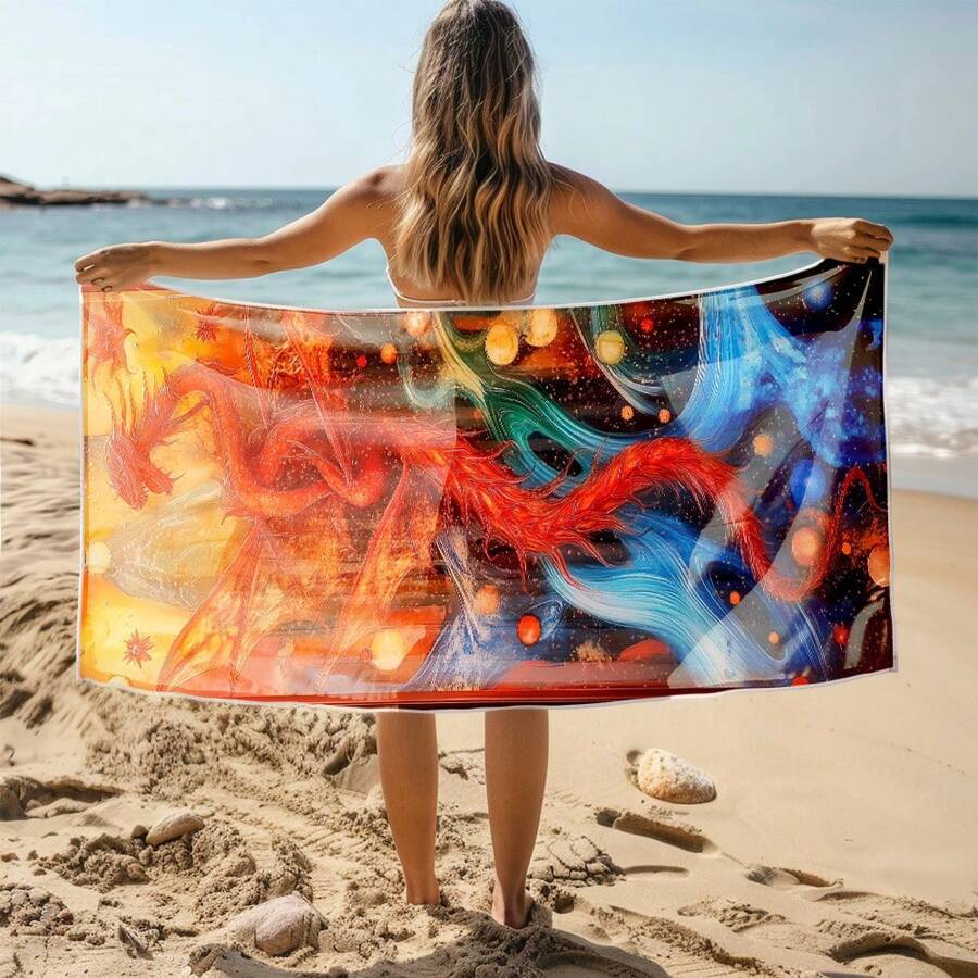 1 pieza Toalla de baño de secado rápido de la serie de aves de loro estética, animales modernos simple, toalla de playa absorbente para decoración y artículos esenciales de playa