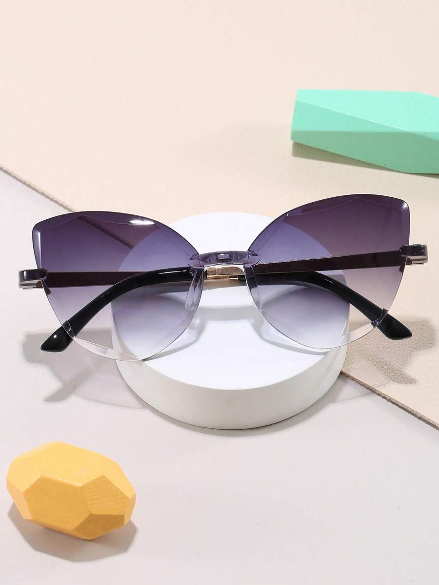1 Pair Cat Eye Metal Side Decorative Glasses, Fashionable For Boy, Girl, And Children