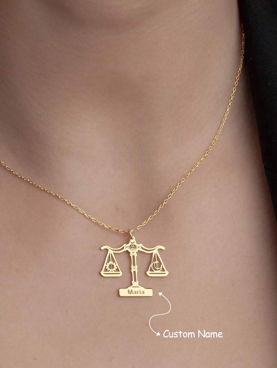 Collier personnalisé avec nom, cadeau d'avocat, bijou avec pierre de naissance du signe Balance, style d'avocat, cadeau d'anniversaire
