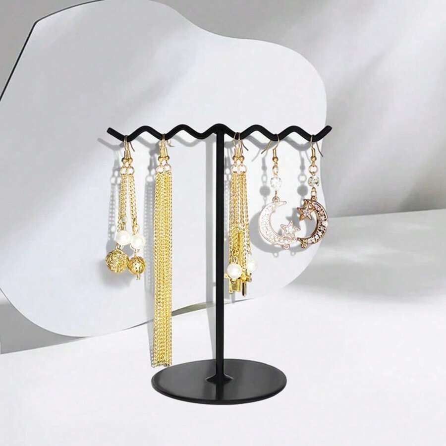 1pc Bohemian Style Earring Display Stand, Iron Material, Unique Wave Design, Suitable For Jewelry Enthusiasts Travel Storage Organizer