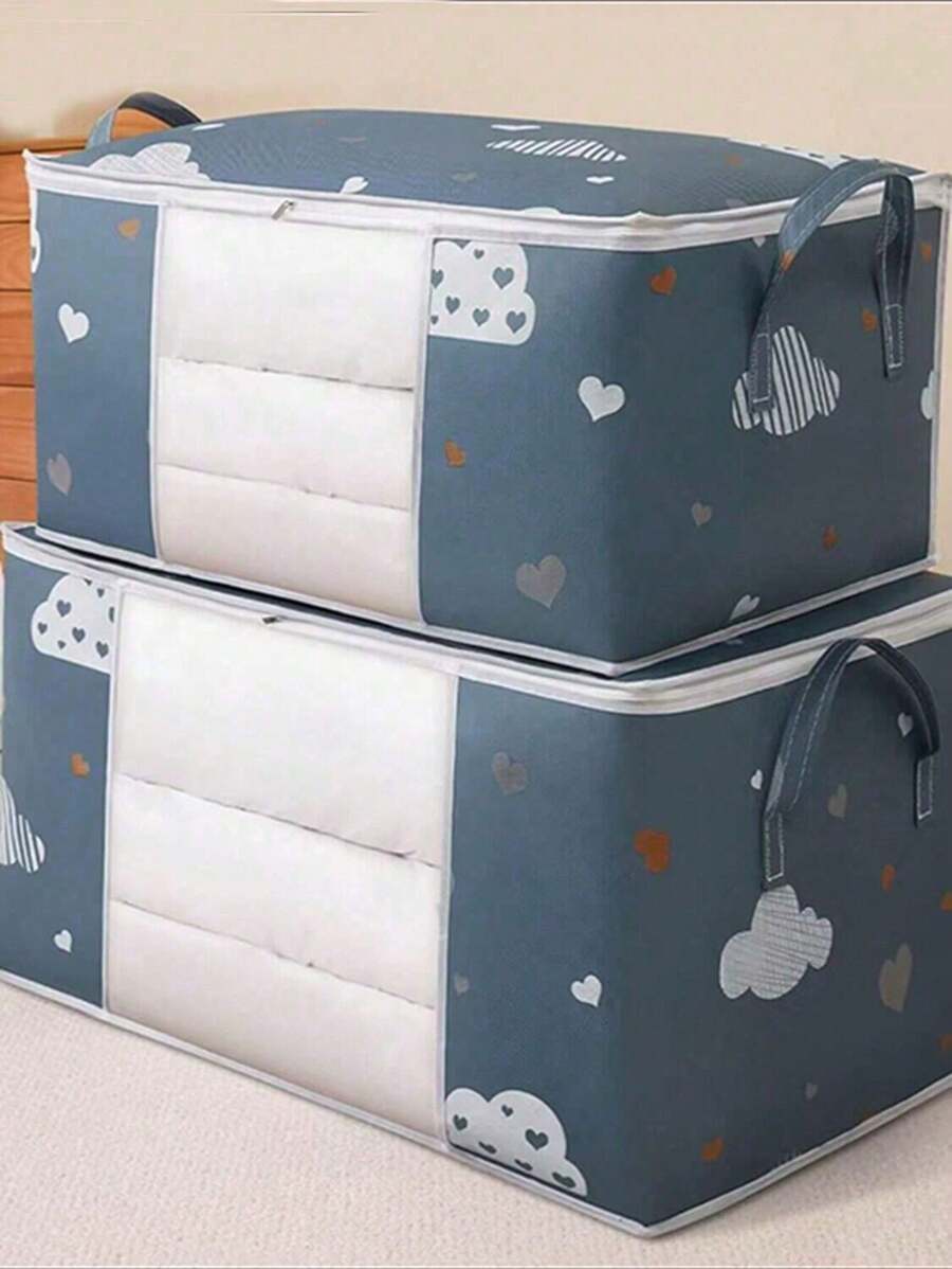 1pc Household Quilt Storage Bag, Clothes Storage Box, Dust-Proof Cartoon Graphic Closet Storage Bag, For Household Decorations Decor Festival Decor Room Decor Home Decor Decor Bedroom Decor