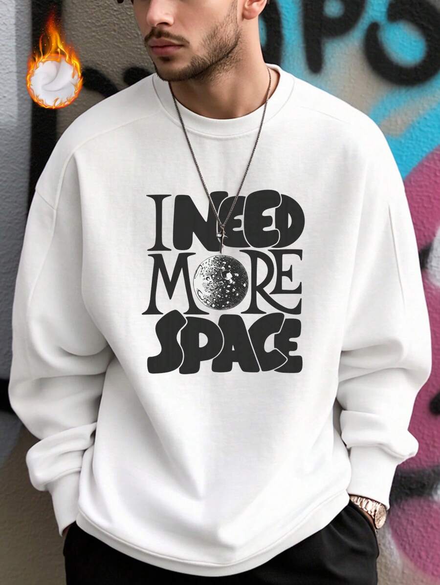 Ruimte. De wens voor vrijheid, casual sportshirt voor heren, met katoen, veelzijdig in herfst en winter, kleding voor koud weer, zacht en comfortabel gevoerd, oversized, unisex, streetwear, gelaagdheid