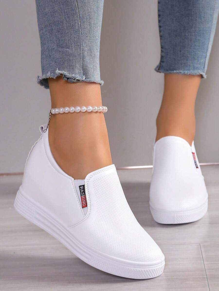 Zapatillas de plataforma para mujer para primavera, tipo slip-on, de suela gruesa y transpirable, calzado tipo casual, versátil