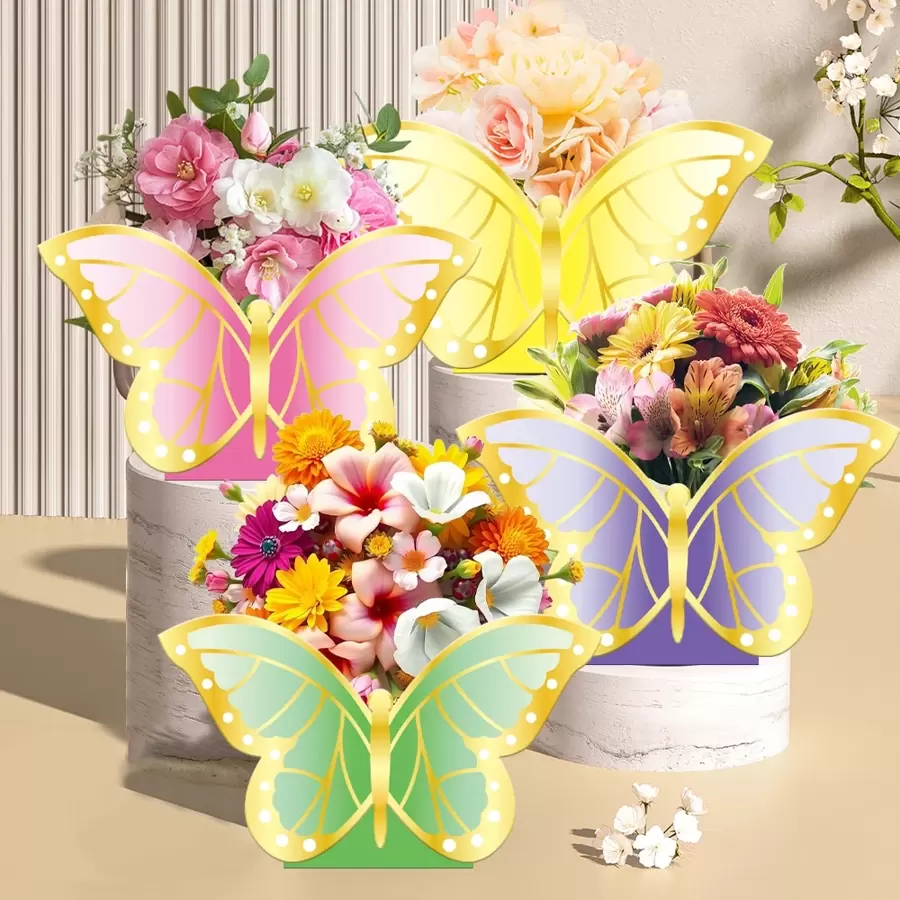 Set de 12 cajas de regalo con diseño de mariposa, decoración de mesa para boda, decoración central para fiestas, meriendas, Día de San Valentín, Día de la Madre (colores aleatorios)