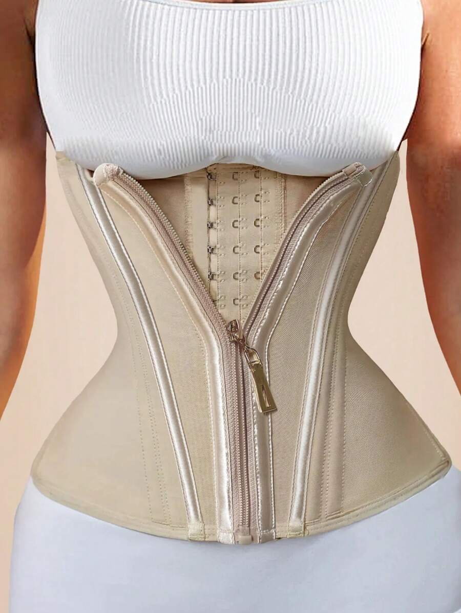 Latex Waist Trainer Double-Layer Compression Waist Clincher Zipper Corset For Women