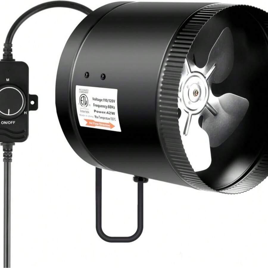 4 Inch 100 CFM Inline Duct Fan With Low Noise, Exhaust Booster For HVAC Ventilation In Grow Tent, Basements, Bathrooms And Kitchens, Grey