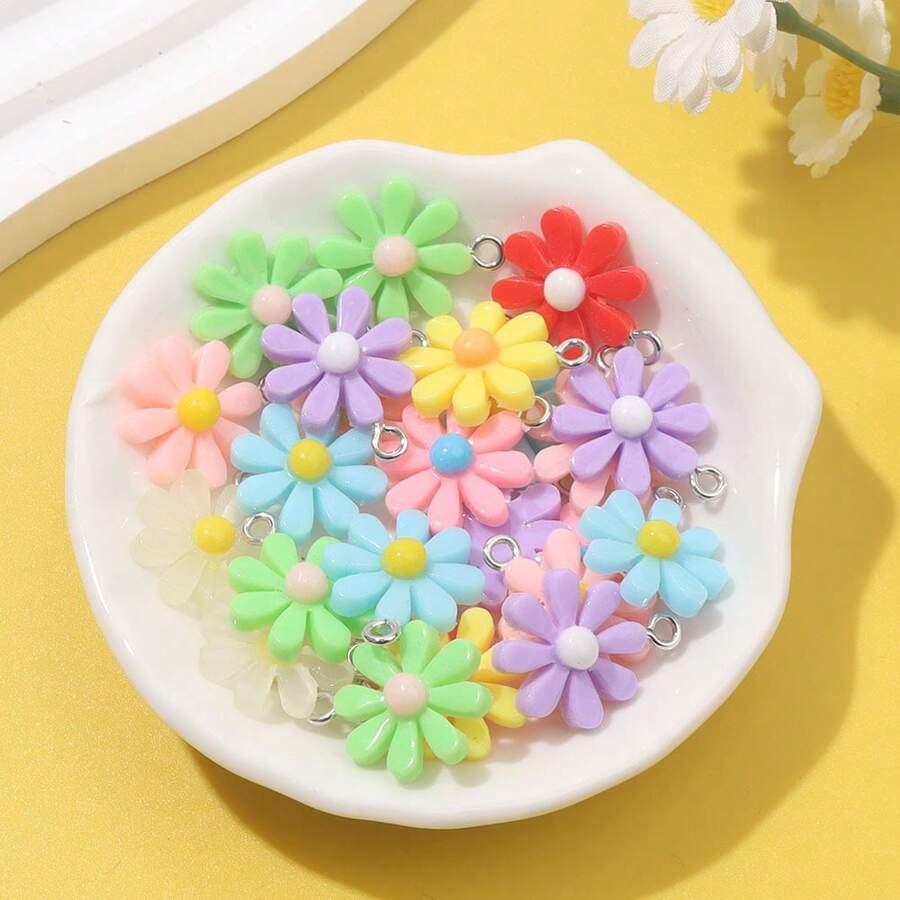 12/24/36pcs Acrylic Flower Pendant, Creative And Fashionable Daisy Pendant, DIY Jewelry Making, Bracelet, Necklace, Earring Accessories, Beach Vacation Party, Wedding, Birthday, Valentine's Day Gift Accessories, Graduation Season, School Start Season Gift Jewelry Making Accessories