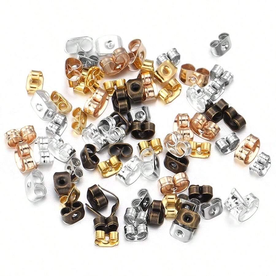 200pcs/Pack Simple & Fashionable Metal Butterfly Earplug Ear Caps, DIY Handmade Jewelry Accessories