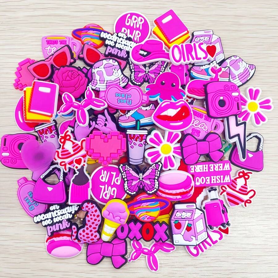 37pcs Casual Street Style Plastic EVA Bag Accessories Charm Multifunctional Reusable Colorful With Flowers Design For Beach Backpack Bows