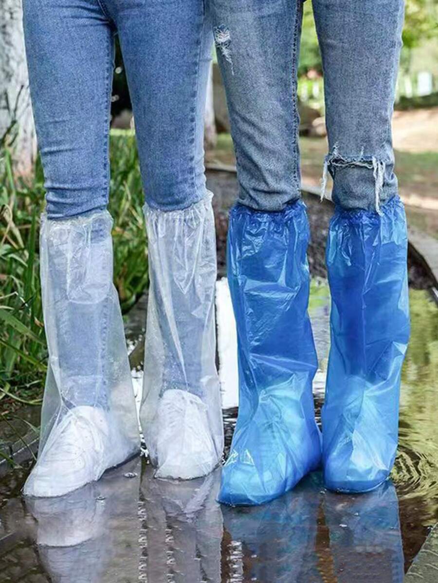 5 Pairs Of Disposable Shoe Covers, Thickened Long-Tube Waterproof Shoe Covers, Which Are Very Suitable For Outdoors, Cycling, Sports Waterproof And Rainy Day Shoe Covers, Travel Essentials