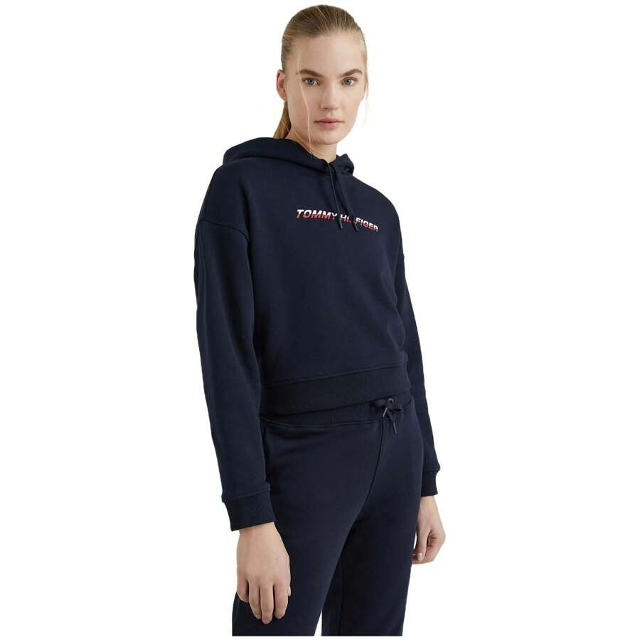Tommy Hilfiger Sweat À Capuche Regular Graphic pour Femme en couleur Bleu ✅ Livraison en 3-5 jours