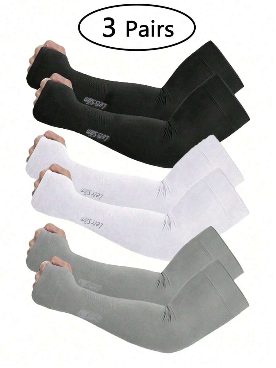 3 Pairs Arm Sleeves, Women Sports Compression Arm Covers, UV Protection Sun Sleeves For Teens And School Sports Use Sleeves Cover Arms