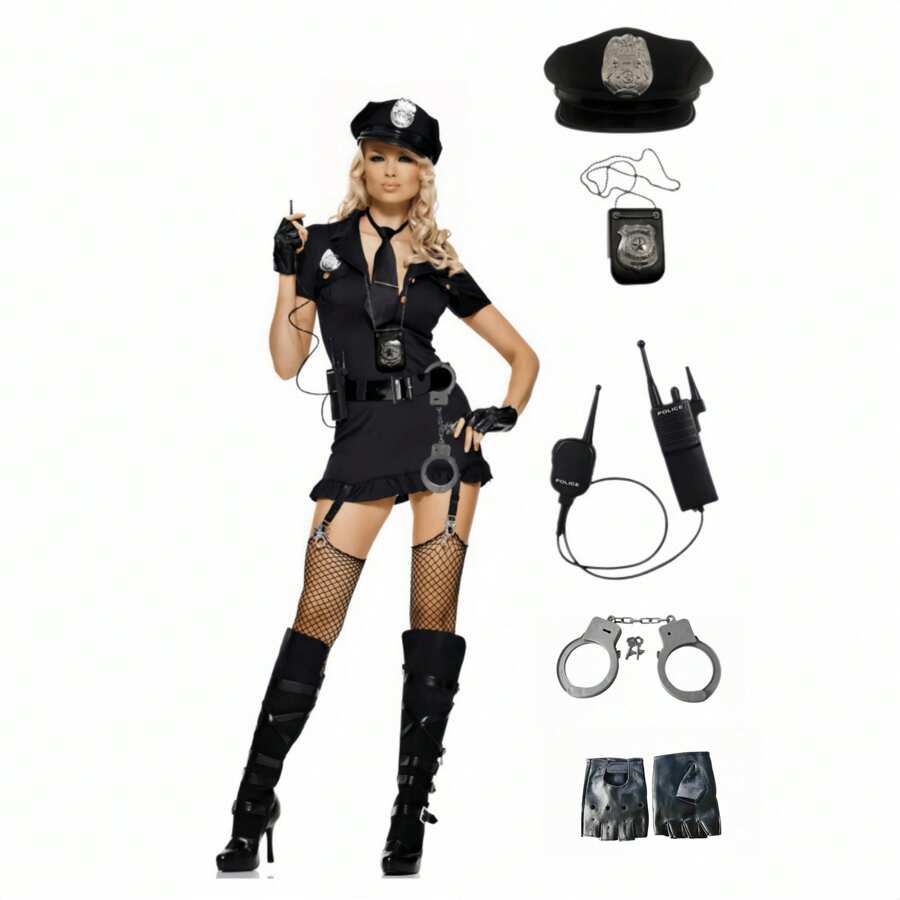 Police Costume Accessories Set, Police Uniform Role-Playing Costume, Party Decoration, Photo Props Prom