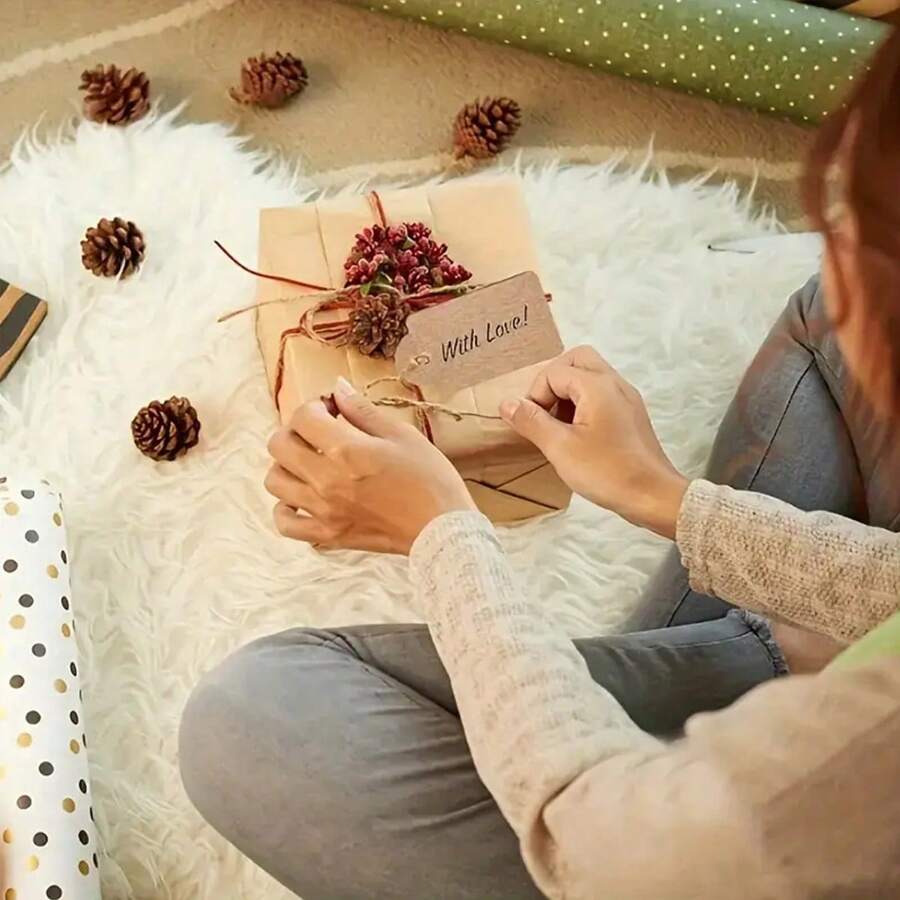 25/50/100pcs Kraft Paper Gift Tags With Jute Ropes, Suitable For Weddings, Birthdays, Holidays, Party Favors, Handmade Packaging, DIY Gift Decorations And Hanging Decorations.