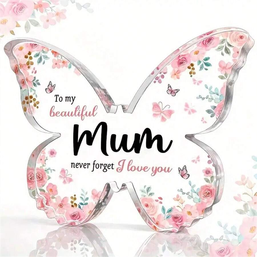 1pc Classic Acrylic Butterfly Plaque - Multipurpose Tabletop Decor, No Electricity Needed, Ideal For Home, Office, Living Room - Thoughtful Gift For Mum From Daughter Or Son For Birthday, Christmas, Mother'S Day