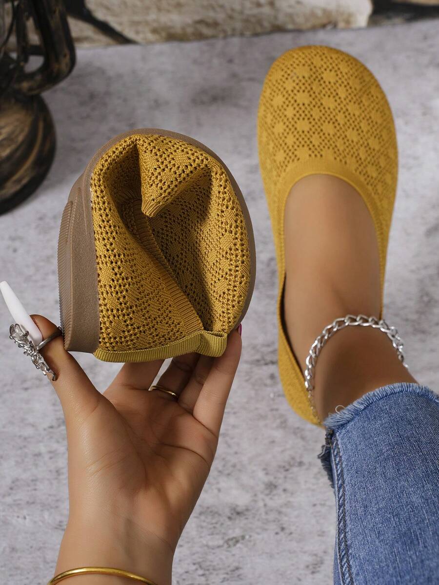Mocasines planos casuales transpirables de punto para mujeres