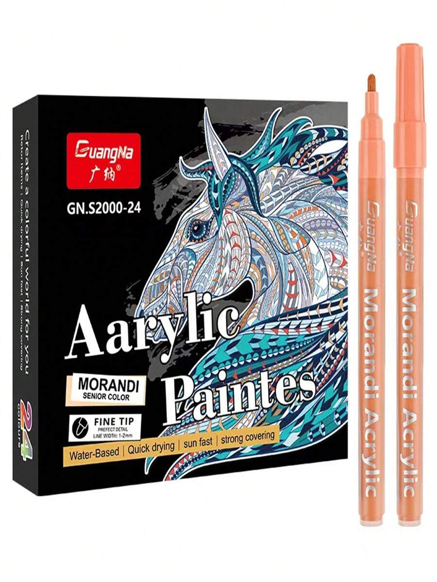Juego de 24 colores del sistema de color Morandi, bolígrafos marcadores acrílicos a base de agua para dibujo y grafiti