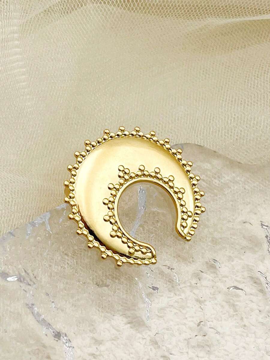 1pc Fashionable Vintage Stainless Steel Metal Crescent Moon-Shaped Ring, Suitable For Women Daily Casual Wear, Perfect Gift For New Year, Christmas, Thanksgiving, Travel, Party
