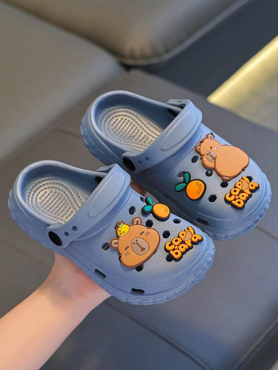 1 Pair Kids' Summer Casual Slip-On Sandals, Non-Slip Breathable Closed Toe EVA Clogs
