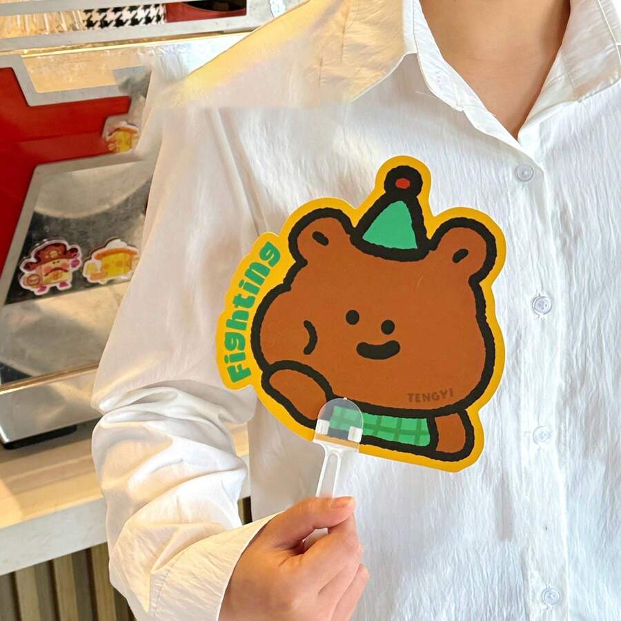 1 pieza Abanico de mano asimétrico de estilo original y de dibujos animados, ventilador mini portátil y práctico para estudiantes, refrescante en verano