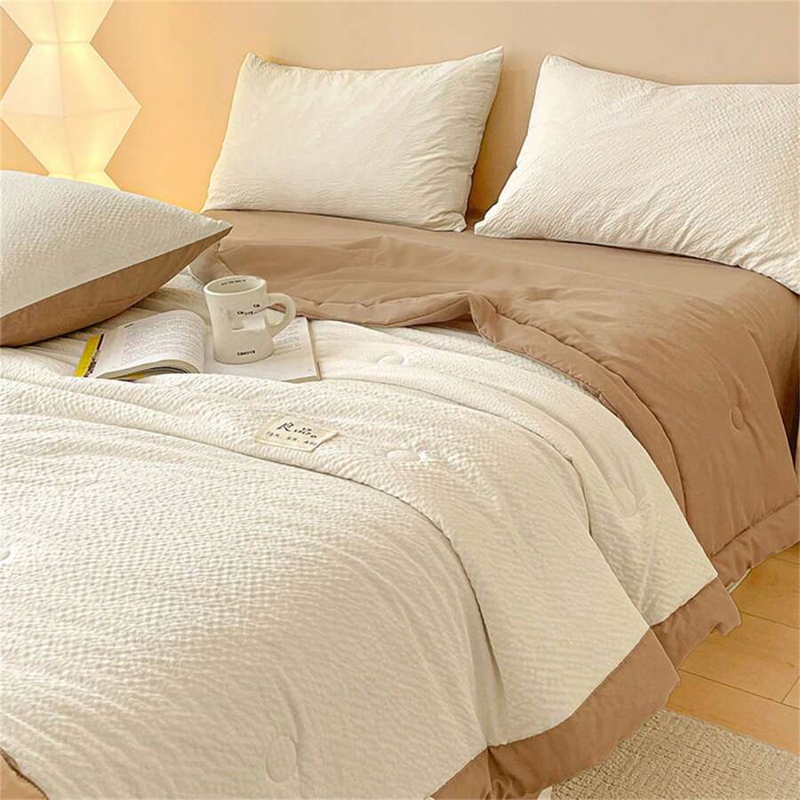 1 Peça Edredom Monocromático para Ar-Condicionado, Decoração Doméstica Minimalista Moderna, Edredom Respirável e Leve para o Verão, Roupa de Cama para Uso Diário no Verão