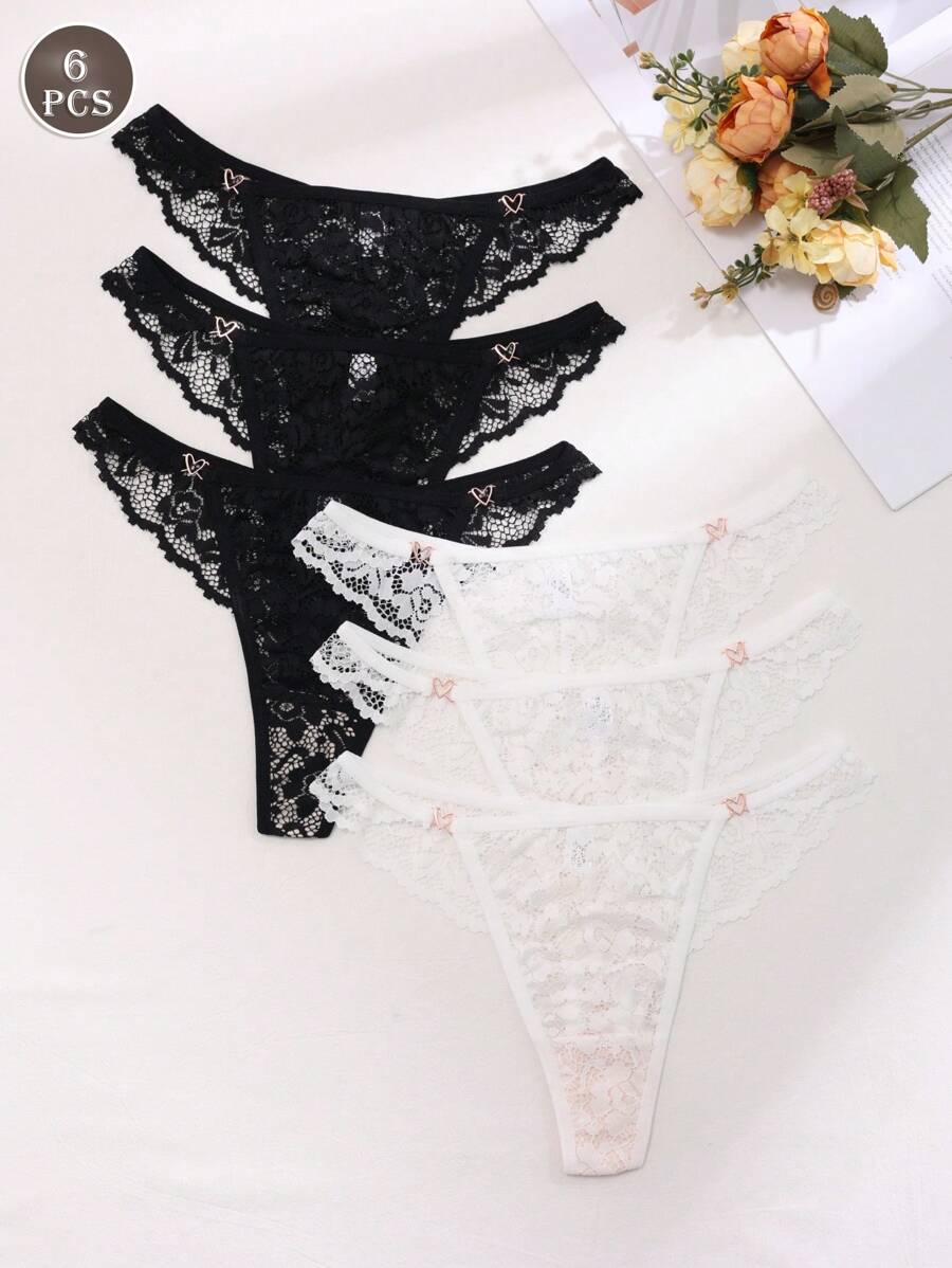Set de 6 tangas de mujer de colores múltiples, transpirables y de moda
